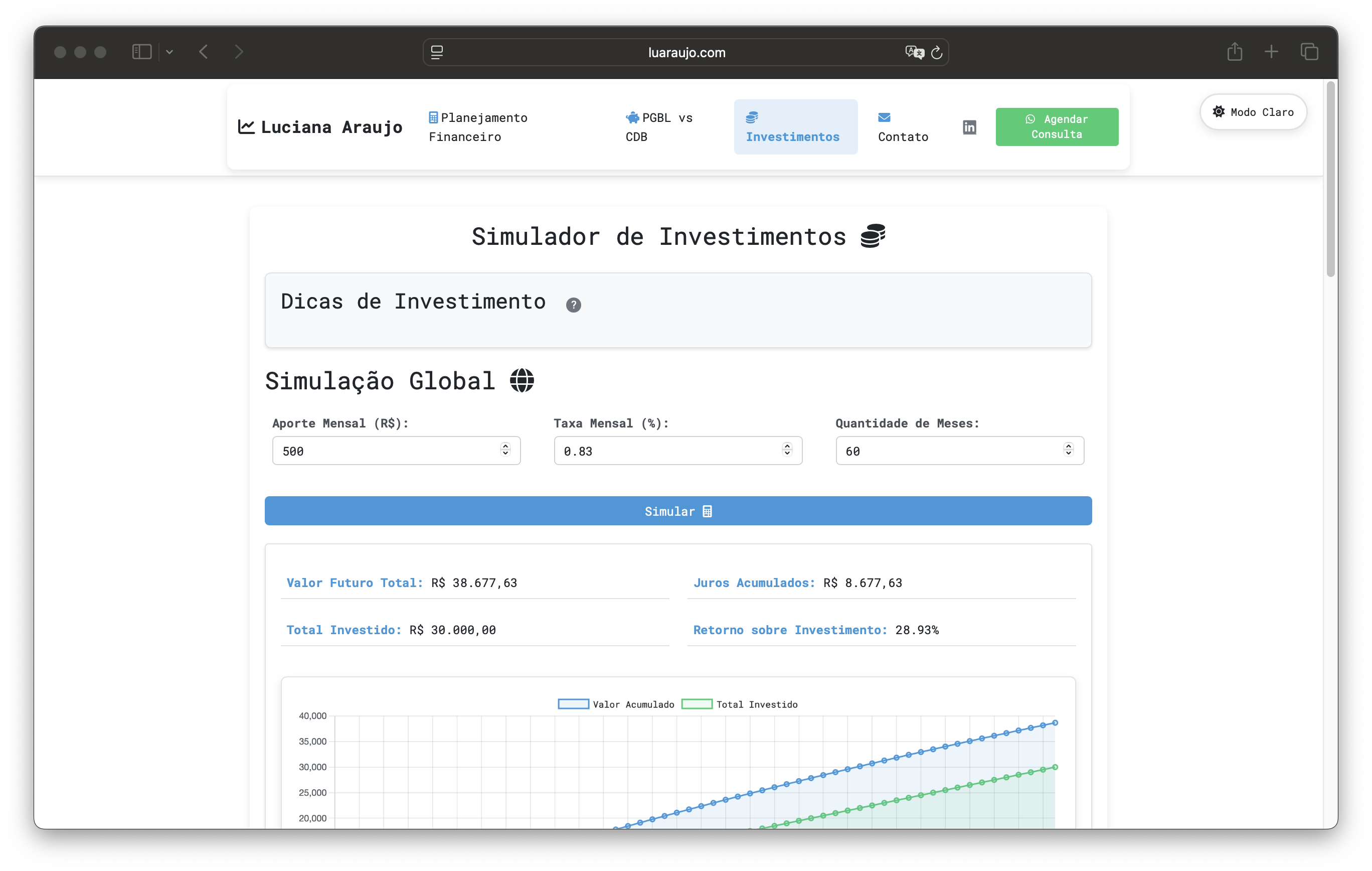 Calculadora de Investimentos