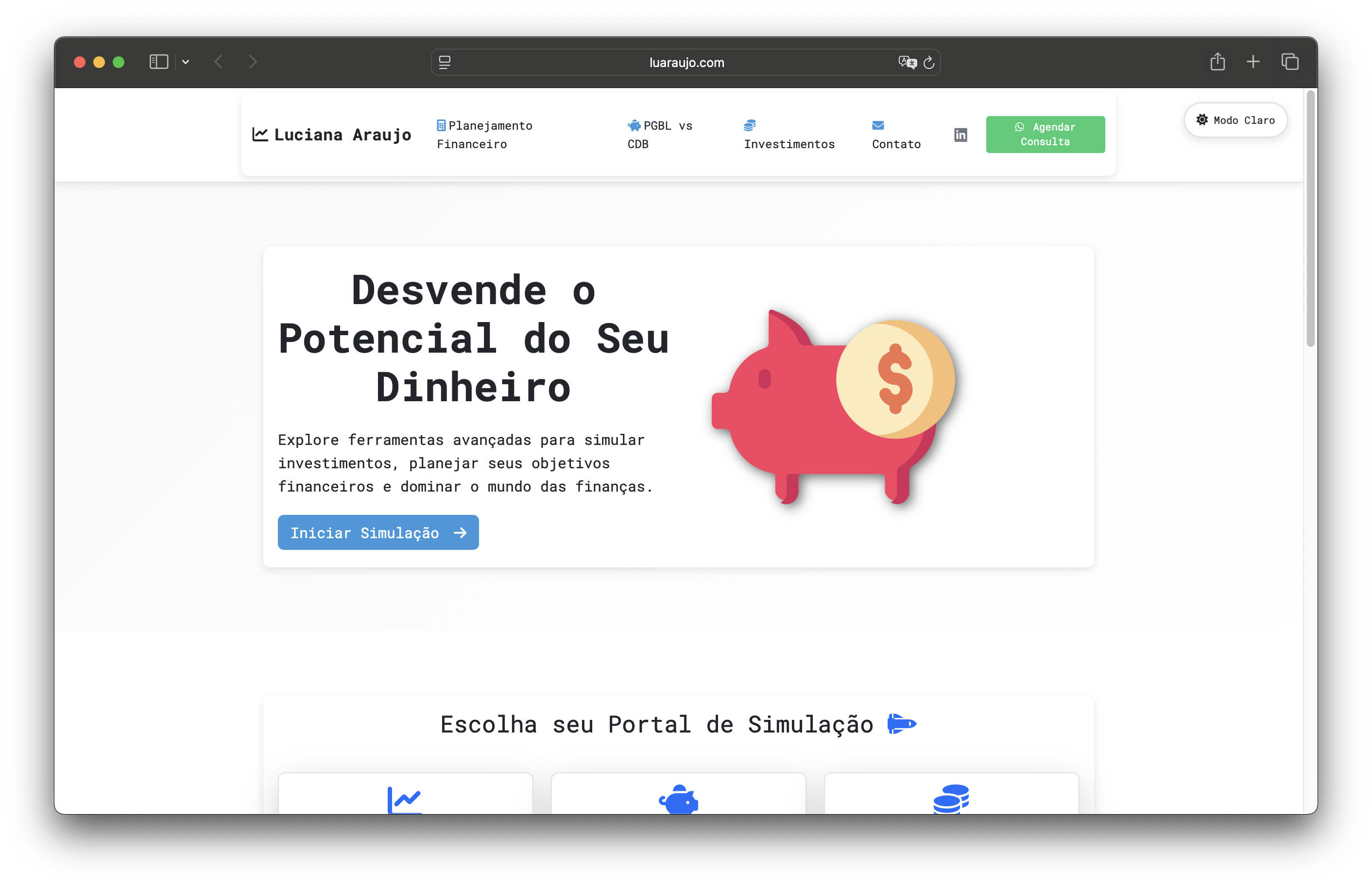 Calculadoras Financeiras - Tema Claro